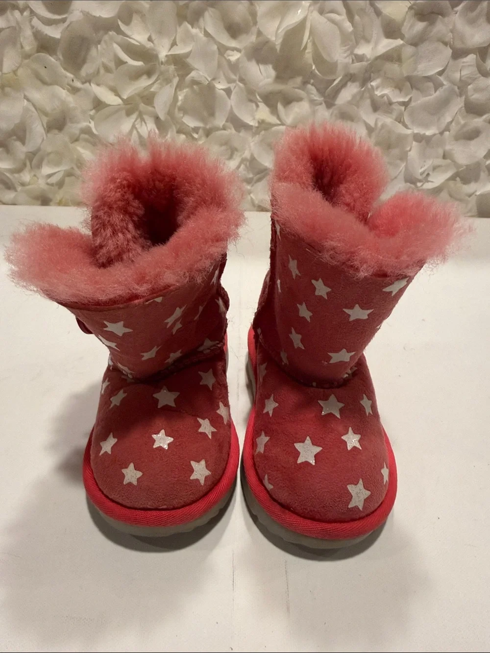 UGG Pink Star-Print Fur-Lined Kids Boots
